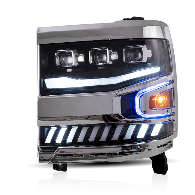 Full LED 3 Eyes Tripe Eye Headlights Car Head Light Led Front Headlamp 2016-2018 for Chevorlet silverado 1500 HD Headlight