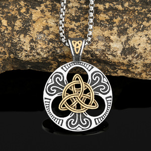 Yunnique-collar con colgante de acero inoxidable con nudo irlandés vikingo para hombre, diseño geométrico, joyería de regalo - Product Image 1
