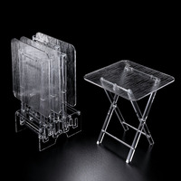 Table pliante portable en acrylique transparent au design moderne, bord doré, plateau de 5/7 mm, pour café/thé, mobilier de maison