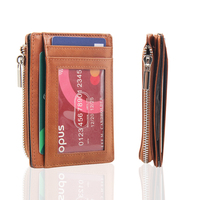 Dompet Kartu Kulit dengan Logo Custom, Dompet Kulit PU Tipis, Dompet Kartu ID Anti-RFID