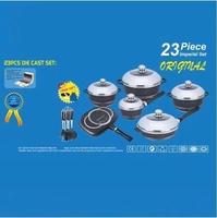 Batterie de cuisine 23 pièces en aluminium épais antiadhésif, comprenant une casserole et une poêle double grill, pour la cuisine familiale, usine Yongkang B2B