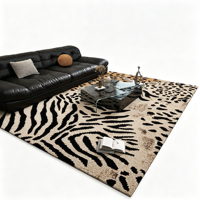 Tapis de luxe en fausse fourrure de cachemire à boucles, imprimé léopard, pour salon, canapé, table basse, chambre à coucher, chevet, grand tapis de sol