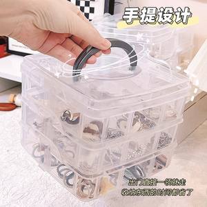 Boîte de rangement pour bijoux en plastique transparent, 3 couches, compartiments détachables, organiseur de cosmétiques portable, rectangle, matériau PP - Product Image 5