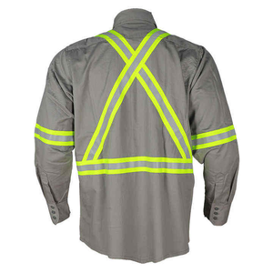 High Visibility ANSI Class 2 <b>Waterproof</b> Customized Logo Nylon Cotton FRC Fire Resistant FR Welder Fireproof <b>Work</b> Shirts - Product Image 3