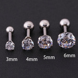 Anting Tindik Titanium Zirkon Buatan Tangan Ukuran Sesuai Pesanan, Perhiasan Tindik Emas 18k Rose Gold - Product Image 3