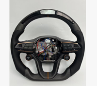 Volant de direction YLA Racing ECR personnalisé en cuir suédé orange avec fibre de carbone et LED pour Seat Leon Cupra