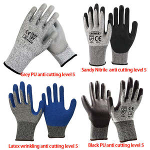 SONICE CE ANSI HPPE Anti Cut 5 Gants de sécurité Nitrile/PU/<span class=keywords><strong>Latex</strong></span> Verre Enduit Jardin Gants de protection résistants aux coupures - Product Image 1
