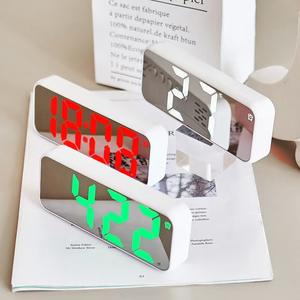 Moderne LED-Anzeige White Time Snooze Wecker Digitaluhr mit Spiegel Nachtlicht Einstellbare Helligkeit Tisch lampe für Wohnkultur - Product Image 5
