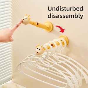 Giraffe Wall Mounted Retractable Hanger <b>Storage</b> Rack Balcony <b>Clothes</b> Organizer Artifact Design Bathroom Coat Rack Hook Wall - Product Image 6