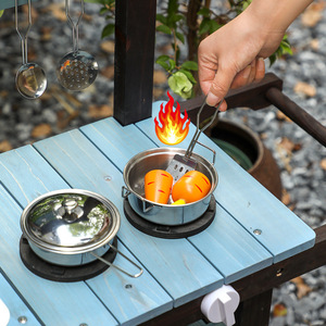<span class=keywords><strong>Cuisine</strong></span> de jeu d'extérieur en bois pour enfants avec ustensiles – Jouet éducatif interactif pour 0-3 ans, unisexe - Product Image 2