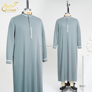 <strong>Men</strong> High-end Gray Green Thobe Factory Customized <strong>Middle</strong> East Muslims <strong>Men's</strong> Long Sleeved Thobe Embroidery <strong>Men</strong> Abaya - Product Image 1
