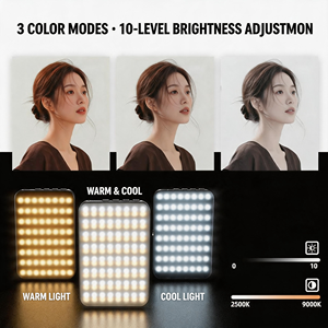 Lumière vidéo LED magnétique double face, lumière de remplissage LED 2500k-9000k, lumière de conférence vidéo à intensité réglable avec batterie externe - Product Image 4