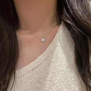 Съемный кулон 2 в 1 с четырьмя листьями клевера ожерелье 925 стерлингового серебра изменяемый счастливый цветок дизайн прекрасные украшения - Product Image 5