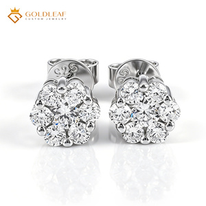 Goldleaf 925 <b>Silver</b>, 1 Carat D VS1 Lab Grown Diamond, Flower Shaped <b>Earrings</b>. Suitable For Gifting, Anniversary, <b>Wedding</b>, Daily - Product Image 1