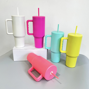 Lot de 25 tasses à café de voyage isolées sous vide de couleur vive mate H3.0 <span class=keywords><strong>avec</strong></span> <span class=keywords><strong>couvercle</strong></span> <span class=keywords><strong>plat</strong></span> et poignée - Product Image 6