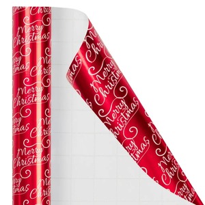 Custom Merry Christmas Red Metallized Gift <b>Wrapping</b> <b>Paper</b> Roll Double-Sided Coated Eco-Friendly Recyclable 35-100GSM Offset - Product Image 2