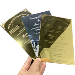 Invitations <span class=keywords><strong>de</strong></span> <span class=keywords><strong>mariage</strong></span> en acrylique miroir en argent personnalisées en usine - Product Image 1