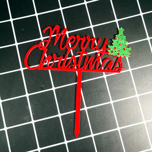 ท็อปเปอร์เค้กอะคริลิค ลายฮันนี่แอนด์สวีทเนส เมอร์รี่คริสต์มาส สีทอง เงิน แดง สำหรับตกแต่งเค้ก - Product Image 3