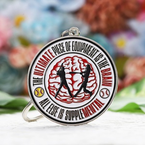 Porte-clés mousqueton de baseball en émail personnalisé, irrégulier 2D, en alliage de zinc plaqué argent, écologique, avec logo, pour souvenirs, vente en gros - Product Image 1