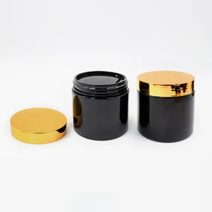 4oz 8oz Contenants cosmétiques vides de luxe OEM Emballage cosmétique biodégradable Pot de crème en plastique avec couvercle doré