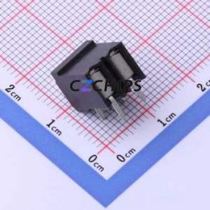 JL212R-50002B01 Spring Terminal Block Bent Lead Through Hole,P=5mm Connector 1x2P 5mm Black Right Angle Insert - Product Image 2