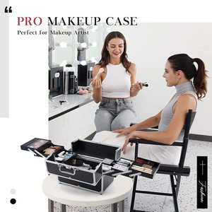 Boîte de maquillage étui de voyage avec extra large 6 plateaux stockage cosmétique professionnel pour <span class=keywords><strong>maquilleur</strong></span>, technologie des ongles, coiffeurs - Product Image 6