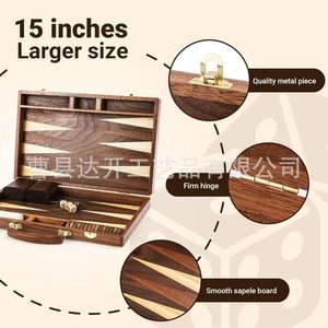 Wooden <b>Backgammon</b> <b>Board</b> Foldable Portable 19in Game Set Tabletop Strategy Game - Product Image 4