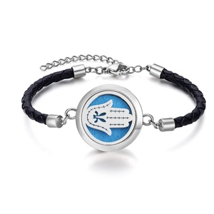 Wholesale Stainless Steel Aroma Diffuser <b>Bracelet</b> Hand Palm Charm <b>Bracelet</b> <b>Leather</b> <b>Bracelet</b> Men Women - Product Image 2