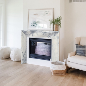 Contour <span class=keywords><strong>de</strong></span> cheminée en marbre blanc Calacatta naturel, design multicouche personnalisé, cheminée en marbre blanc - Product Image 6