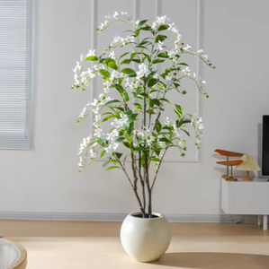 Arbre artificiel de <span class=keywords><strong>jasmin</strong></span> étoilé, plante artificielle Trachelospermum Jasminoides, arbre à fleurs blanches pour la décoration intérieure du salon - Product Image 2
