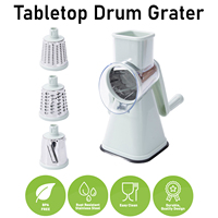 Râpe à tambour de table verte, râpe manuelle de cuisine pour le fromage et les légumes, râpe rotative avec lames en acier inoxydable pour la préparation des aliments