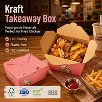 Boîte à lunch Kraft à emporter avec carton pliable en papier kraft pour service de restauration, personnalisation du logo disponible