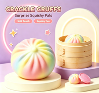 Crackle Fbuff Jouet Squishy en forme de Boulette Vapeur, Aliment de Simulation Coloré, Doux à Presser, Anti-stress, Jouet Sensoriel Fidget pour la Décompression, Cadeaux