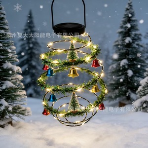 Guirlandes lumineuses solaires en spirale, lampe suspendue décorative en fer à LED, éclairage extérieur imperméable pour les fêtes - Product Image 1
