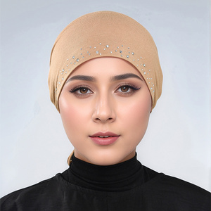 Copricapo con fascia elastica da <span class=keywords><strong>donna</strong></span> con strass e fasciatura musulmana in Jersey con foulard Hijab interno da <span class=keywords><strong>donna</strong></span> - Product Image 5