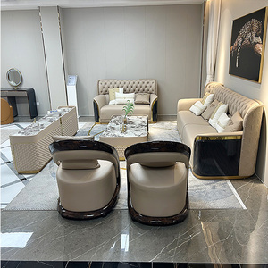 लाइट लक्जरी चीन विला लिविंग रूम फर्नीचर 3 सीटर सोफे सोफे पर बिक्री के लिए आधुनिक सिंथेटिक चमड़े के लिए नया सोफा - Product Image 5