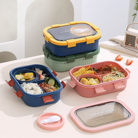 Boîte à lunch Bento en plastique à 4 compartiments pour enfants avec bol à soupe pour enfants
