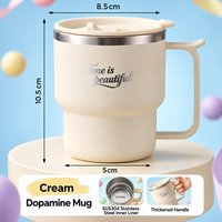 Mug de voyage isotherme en acier inoxydable 304 de qualité supérieure, 12 oz, à double paroi, réutilisable, avec poignée et couvercle coulissant, pour le bureau