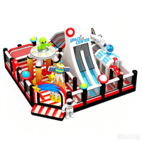 Structure gonflable robuste sur le thème de l'espace, avec toboggan, parcours d'obstacles, fusée et astronaute, pour jeux sportifs et divertissement pour enfants en parcs à thème