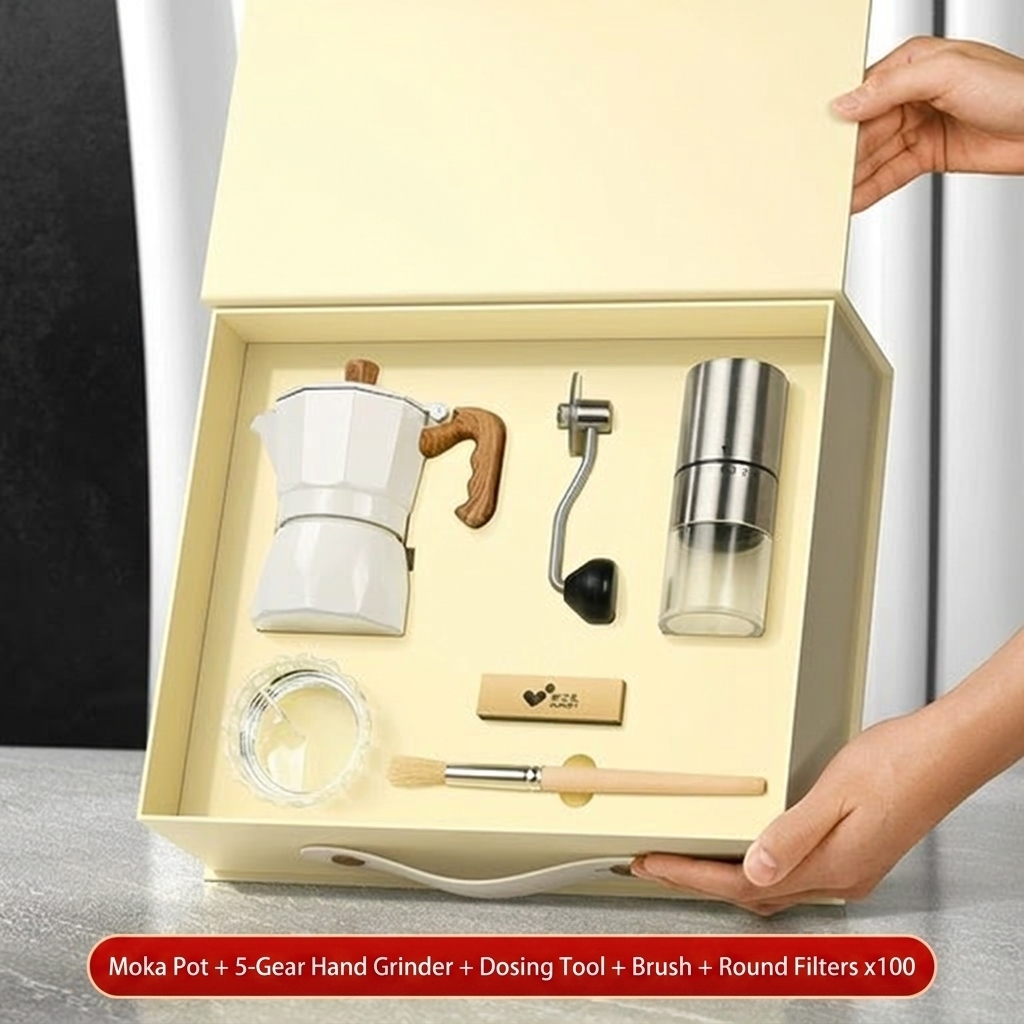 White 5-piece set, dual-valve version (with grinder)