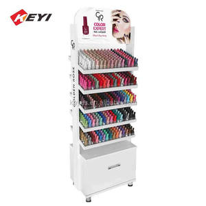 Étagère de magasin cosmétique sol <span class=keywords><strong>blanc</strong></span> grand fil métallique plexiglas vernis à ongles Gel ensemble boîte <span class=keywords><strong>bouteille</strong></span> rouge à lèvres organisateur présentoir mural - Product Image 1