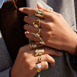 Водонепроницаемое кольцо из нержавеющей стали с позолотой 18 карат и кубическим цирконием, массивное золотое кольцо для женщин, модное ювелирное украшение <span class=keywords><strong>2026</strong></span> года - Product Image 2