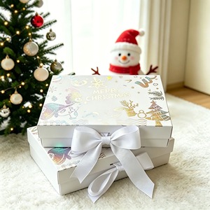 Dropshipping Shopify Foldable Christmas Gift Box Set With <b>Tissue</b> <b>Paper</b> Tag Lights For Scarf Glove Holiday Packaging - Product Image 3
