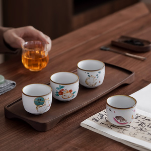 Tasse à thé au design <span class=keywords><strong>chat</strong></span>, tasse à thé Kung Fu, céramique de kaki, porcelaine antique Ru, ensemble de tasses à thé de maître, boîte cadeau en porcelaine - Product Image 6