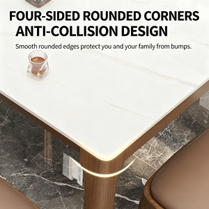Italian Stone Slab Dining <b>Table</b> Chair Set Modern Design Solid <b>Wood</b> <b>Small</b>-sized Luxurious Rectangle Shape - Product Image 3
