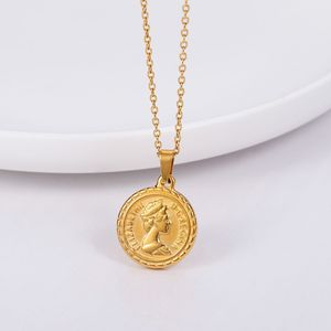 Muntvormige hangerketting, delicate bedelkettingen, koningin ronde schijf kettingen voor dames sieraden - Product Image 4