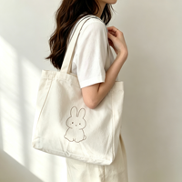 Sac fourre-tout en toile personnalisé avec motif lapin mignon, réutilisable, pour l'école, le sport et les activités quotidiennes en extérieur