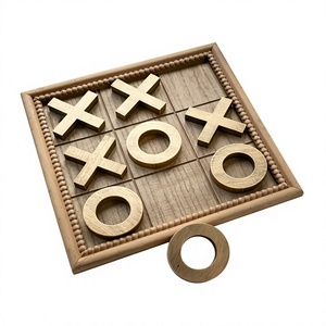 Juego de Mesa Tic Tac Toe de Madera Rústica, Clásico con Piezas X y O, Juego de Estrategia y Rompecabezas - Product Image 1