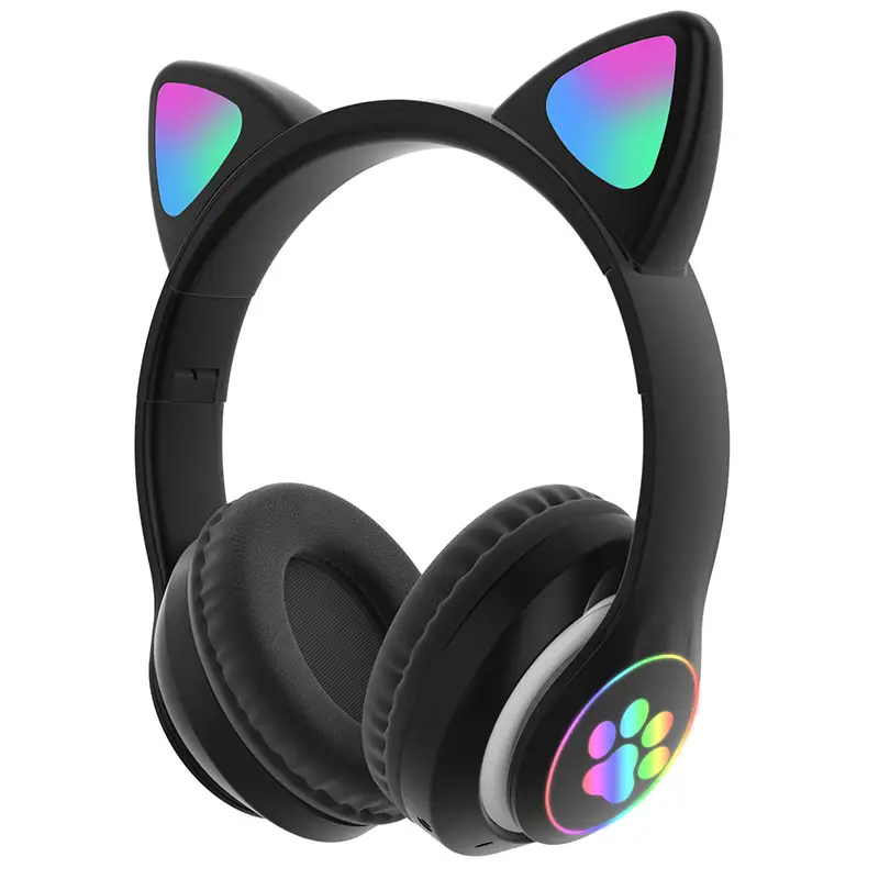 En Roze Meisjes Over Het Oor Gamer Koptelefoon Schattige Kat Klauw Casque Draadloze Bt Gaming Headset Led P47 Hoofdtelefoon B39 In Zwart 10M