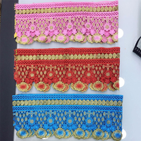 Vente en gros bordure en dentelle fil métallique doré de haute qualité 11cm bordure en dentelle à sequins broderie en dentelle de mariée